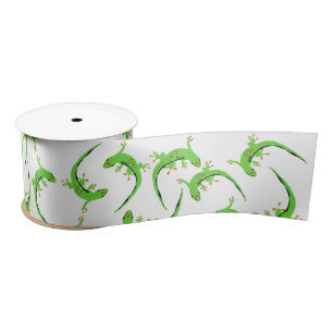 Gecko Lizard Reptile Muster Satinband