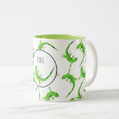 Gecko Lizard Reptile Muster Zweifarbige Tasse (VorderseiteRechts)