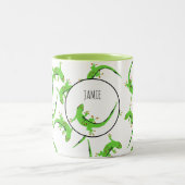 Gecko Lizard Reptile Muster Zweifarbige Tasse (Mittel)