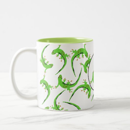 Gecko Lizard Reptile Muster Zweifarbige Tasse (Links)