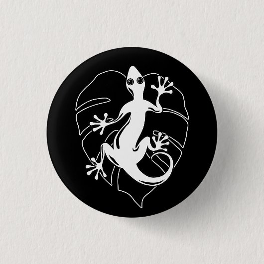Gecko Lizard Silhouette Button (Vorderseite)