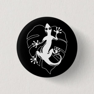 Gecko Lizard Silhouette Button