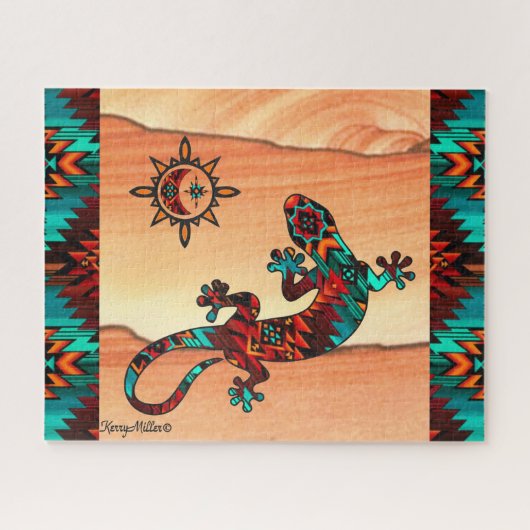 Gecko Lizard und Sun Jigsaw Puzzle (Horizontal)