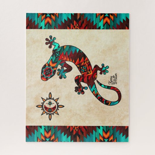 Gecko Lizard und Sun Jigsaw Puzzle (Vertikal)