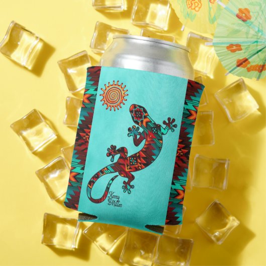 Gecko Lizard und Sun können sich kühlen Dosenkühler (In Situ Sommer)