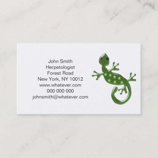 Gecko Lizard Visitenkarte (Vorderseite)