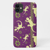 Gecko Lizards Ethnic Lila Green Pattern Case-Mate iPhone Hülle (Rückseite)