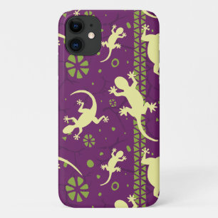 Gecko Lizards Ethnic Lila Green Pattern Case-Mate iPhone Hülle