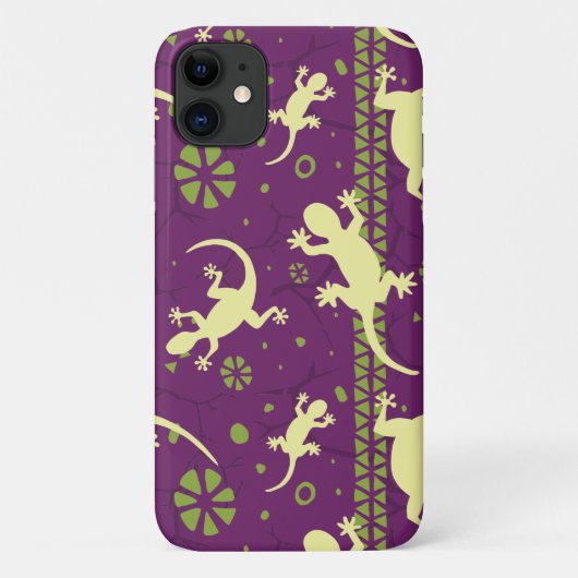 Gecko Lizards Ethnic Lila Green Pattern Case-Mate iPhone Hülle (Rückseite)
