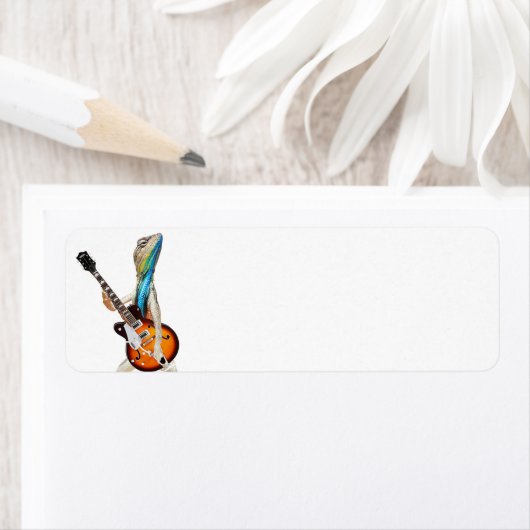 Gecko mit Gitarrenlabel (Insitu)