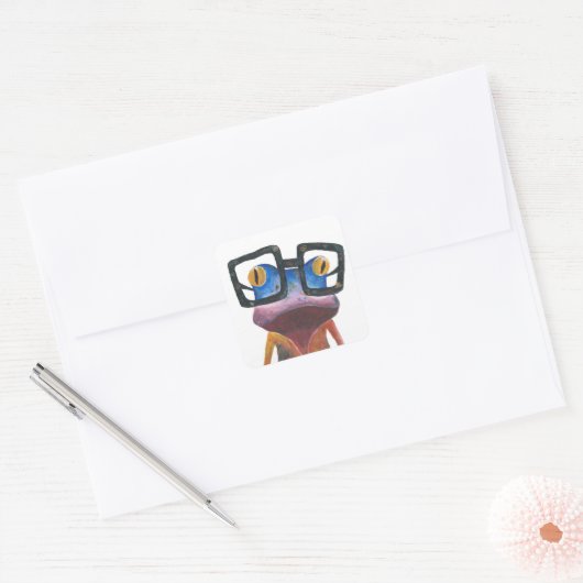 Gecko mit Glasses Retro Sticker (Umschlag)