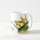 Gecko mit Krone—Sprichwörter Kaffeetasse (VorderseiteRechts)