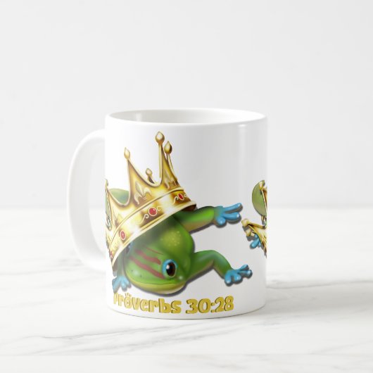 Gecko mit Krone—Sprichwörter Kaffeetasse (Vorderseite Links)