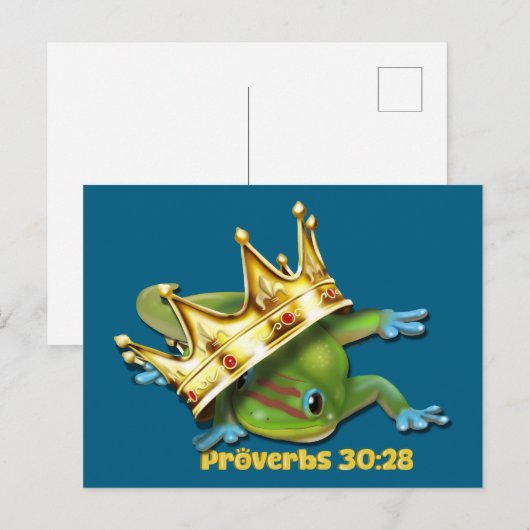Gecko mit Krone—Sprichwörter Postkarte (Vorne/Hinten)