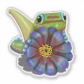 Gecko mit Zinnia Aufkleber (Vorderseite)