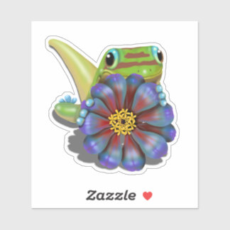 Gecko mit Zinnia Aufkleber