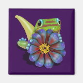 Gecko mit Zinnia-Blume Magnet (Vorne)