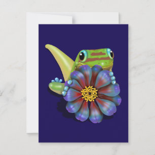 Gecko mit Zinnia-Blume Postkarte