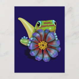 Gecko mit Zinnia-Blume Postkarte