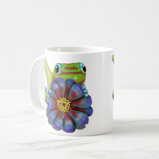 Gecko mit Zinnia Kaffeetasse (Vorderseite Links)