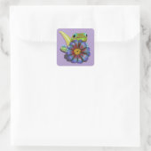 Gecko mit Zinnia Quadratischer Aufkleber (Tasche)