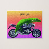 Gecko Motorrad-Fahrer rosa Horizont Name 8x10 hinz Puzzle (Horizontal)