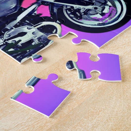 Gecko Motorrad-Fahrer rosa Horizont Name 8x10 hinz Puzzle (Seite)