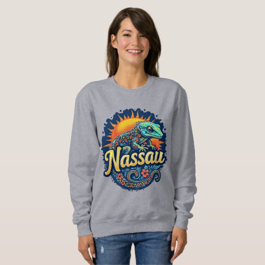Gecko Nassau Bahamas Caribbean Sweatshirt (Vorne ganz)