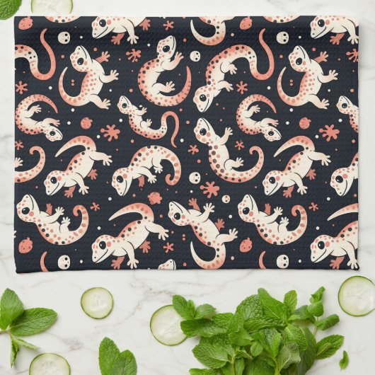 Gecko Pattern Geschirrtuch (Gefaltet)