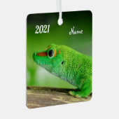 Gecko - Phelsuma grandis Ornament Aus Metall (Vorderseite Rechts)