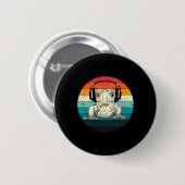Gecko Playing Video Game Funny Gamer Button (Vorne & Hinten)