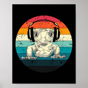Gecko Playing Video Game Funny Gamer Poster