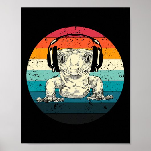Gecko Playing Video Game Funny Gamer Poster (Vorne)