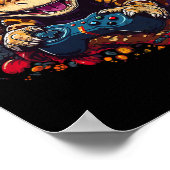 Gecko Playing Video Game Lizard & amp; Reptiles Ga Poster (Ecke)