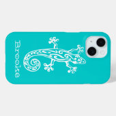 Gecko reptile white & aqua name Case-Mate iPhone hülle (Rückseite (Horizontal))
