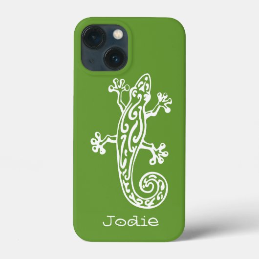 Gecko Reptilien-Gehäuse mit weißem und grünem Name Case-Mate iPhone Hülle (Rückseite)
