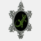 Gecko Schneeflocken Zinn-Ornament (Links)
