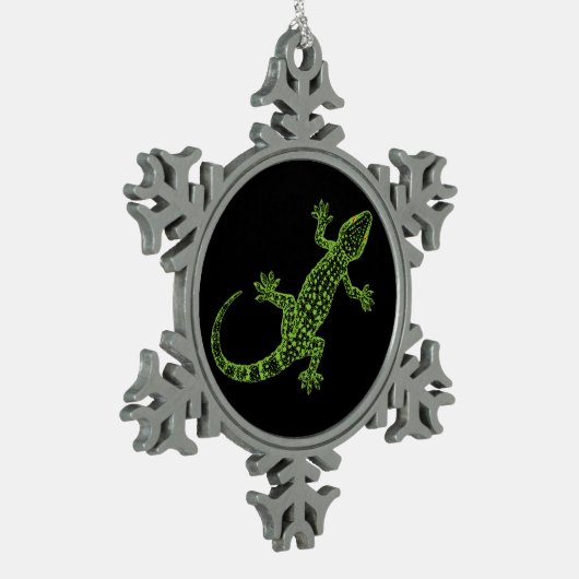 Gecko Schneeflocken Zinn-Ornament (Links)
