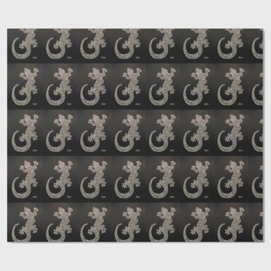 Gecko-Schwarzweiss-Packpapier Geschenkpapier (Flach)