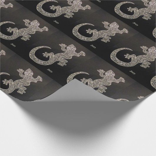 Gecko-Schwarzweiss-Packpapier Geschenkpapier (Ecke)