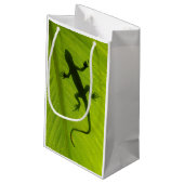 Gecko-Silhouette Kleine Geschenktüte (Rückseite Schrägansicht)