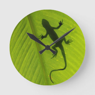 Gecko-Silhouette Runde Wanduhr