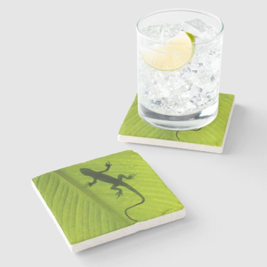 Gecko-Silhouette Steinuntersetzer (Seitenansicht)