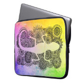 Gecko sitzt auf Blumen Mandala Laptopschutzhülle (Vorderseite Links)