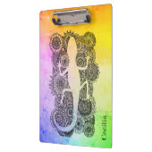 Gecko sitzt auf Mandala Blumen Klemmbrett (Links)