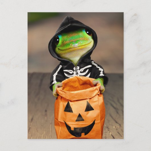 Gecko Skeleton Einladungspostkarte (Vorderseite)