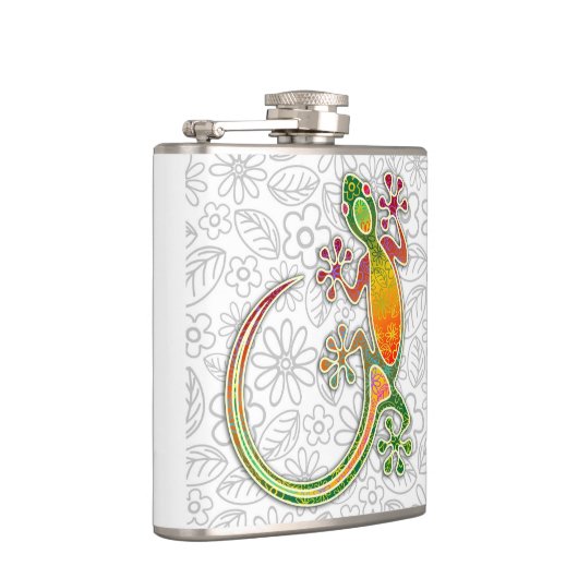 Gecko-Stammes- Kunst-mit Blumenflaschen Flachmann (Rechts)