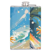 Gecko surfen und die Wellen reiten Flachmann (Rückseite)