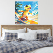 Gecko surfen und die Wellen reiten Leinwanddruck (Insitu (Schlafzimmer))