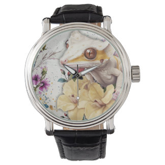 Gecko und Blumenuhr Armbanduhr
